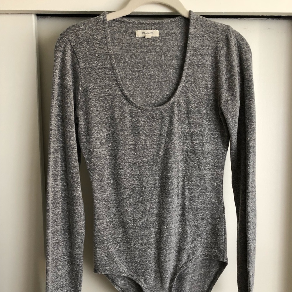 Madewell Song Scoop Bodysuit Gray Med